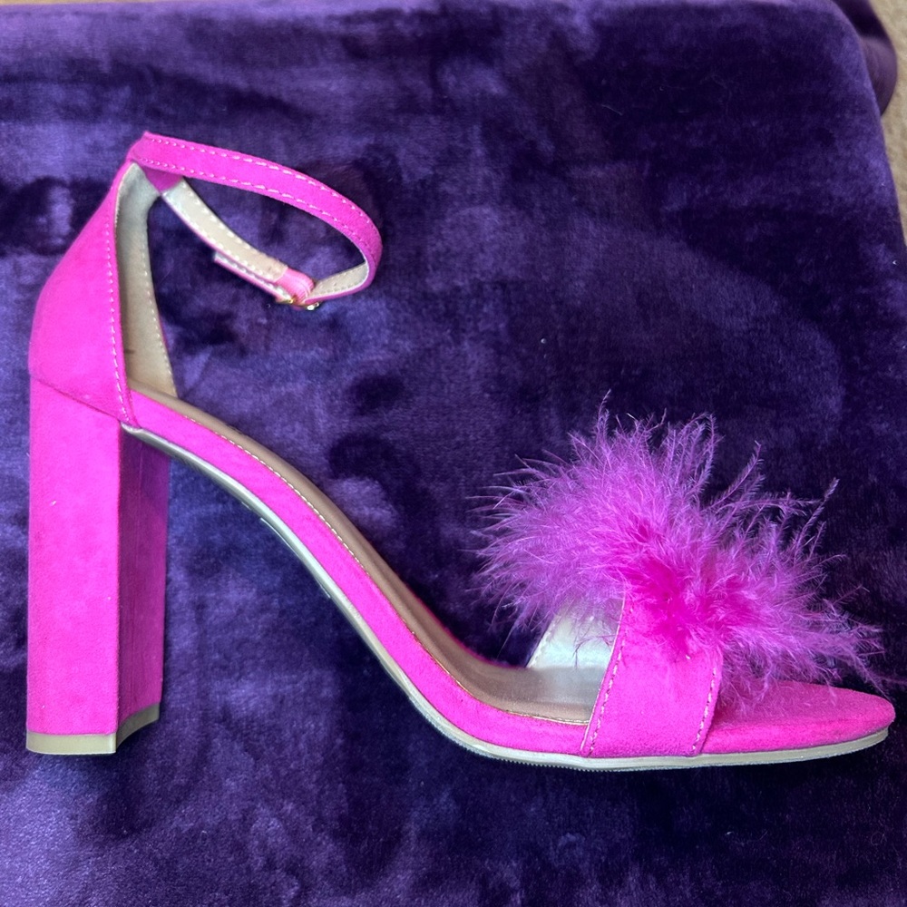 Brash Size 11 Barbie Pink Marabou Ankle Strap High Heel Sandal NEW